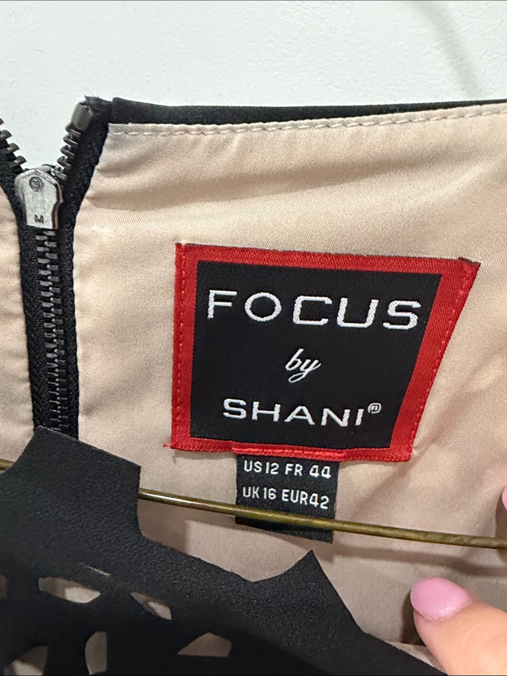 Focus by Shani Black Laser-Cut Fit and Flare Midi Dress with Nude Underlay - Picture 2 of 4